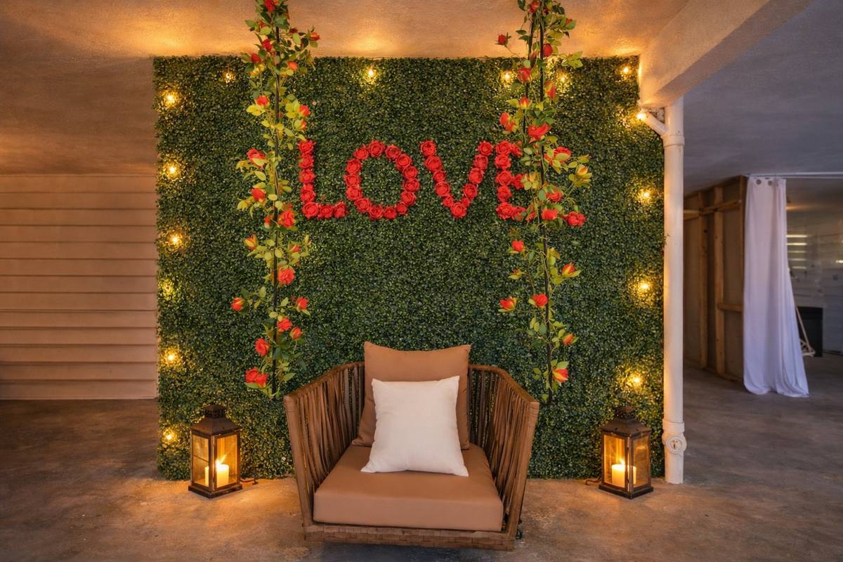 LOVE wall with chair and lanterns for photos at Indian Rocks Beach vacation home