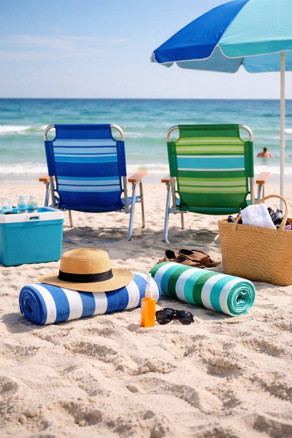 Beach chairs, umbrella and towels included at Indian Rocks Beach rental